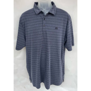 XL Travis Mathew What  A Legend Blue Striped Polo Shirt - Casual Golf Gear